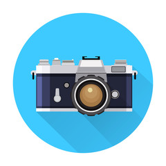 Retro Camera flat icon vector illustration 