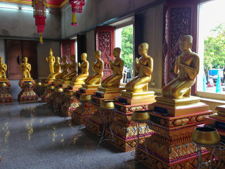 Buddha statues of rams. In Thailand