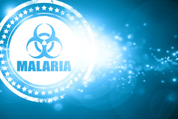 Blue stamp on a glittering background: malaria concept backgroun