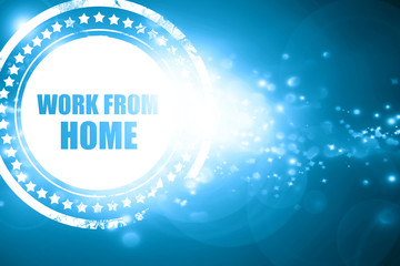 Blue stamp on a glittering background: work from home