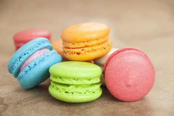 Colorful macaron on vintage background