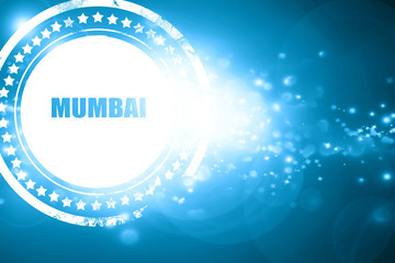 Blue stamp on a glittering background: mumbai