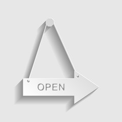 Open sign. Paper style icon