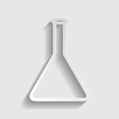 Conical Flask sign. Paper style icon