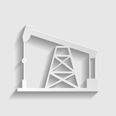 Oil drilling rig sign. Paper style icon