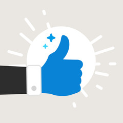 Blue thumb up icon illustration