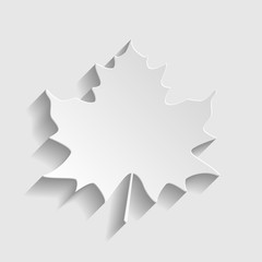 Maple leaf sign. Paper style icon
