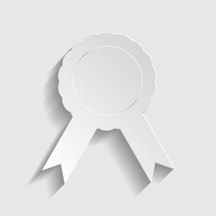 Label sign ribbons. Paper style icon