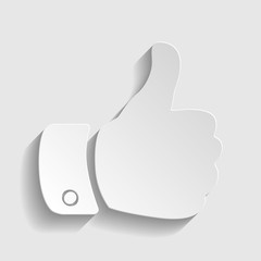 Hand sign. Paper style icon