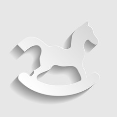 Horse toy sign. Paper style icon