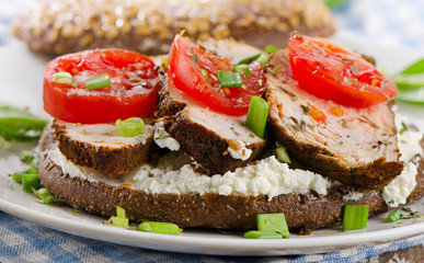 Grain bread sandwich.