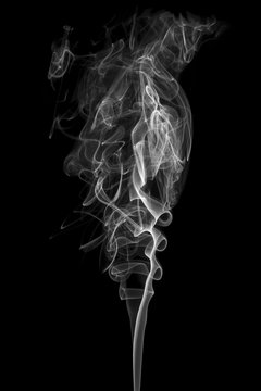 White smoke, isolated on black background.