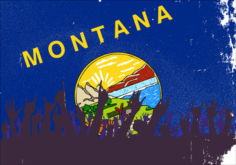 Montana State Flag with Audience