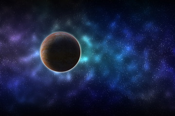 Naklejka premium planetoid In the colorful universe galaxy.