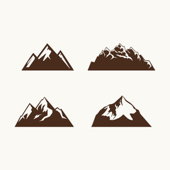 Camping symbols. Abstract high mountain icon set