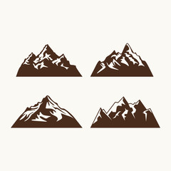 Camping symbols. Abstract high mountain icon set