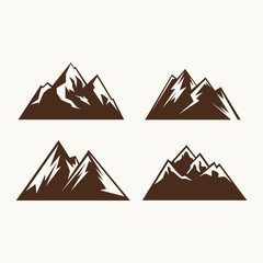 Camping symbols. Abstract high mountain icon set