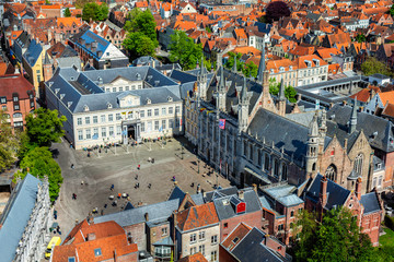 Fototapeta premium Aerial view of Bruges (Brugge), Belgium