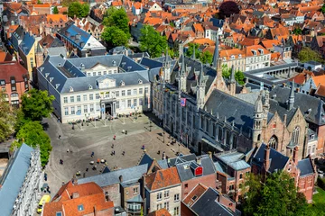 Foto op Canvas Aerial view of Bruges (Brugge), Belgium © Dmitry Rukhlenko