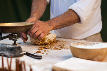 Man knead the dough