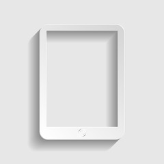 Computer tablet sign. Paper style icon