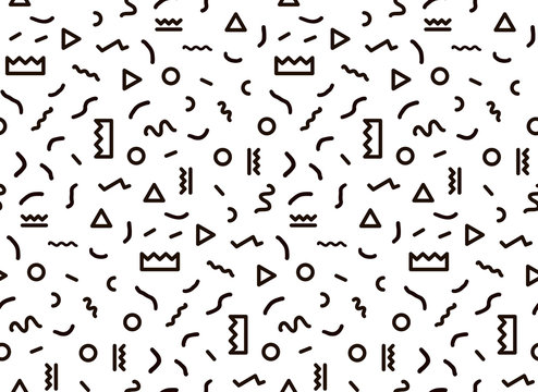 Seamless pattern in black colors with geometric elements. Pattern hipster style. Templates suitable for posters, postcards, fabric or wrapping paper