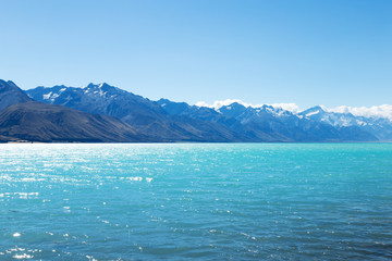 landscape of lake in summer day in new zealand