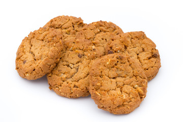 Oatmeal cookies with isolated background.