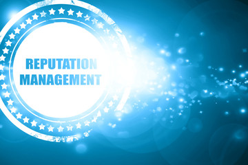 Blue stamp on a glittering background: reputation management