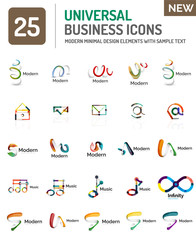 Logo collection, abstract geometric business icon set