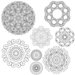 Set of Vintage backgrounds, Guilloche ornamental circle Elements