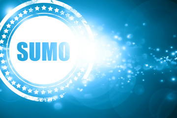 Blue stamp on a glittering background: sumo sign background