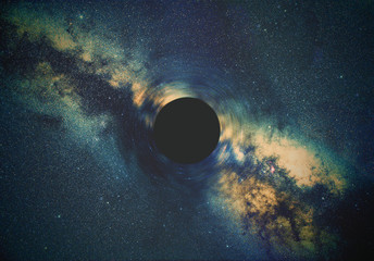 Black hole bending the time and space.