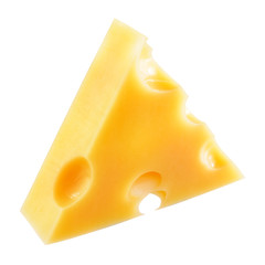Piece of cheese isolated on a white background. With clipping pa