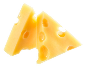 Piece of cheese isolated on a white background. With clipping pa