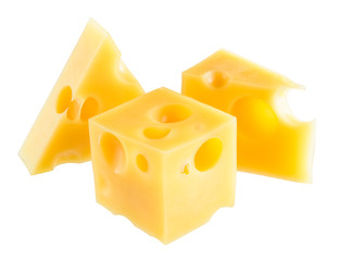 Piece of cheese isolated on a white background. With clipping pa