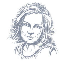 Graphic vector hand-drawn illustration of attractive lady