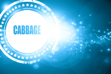 Blue stamp on a glittering background: Delicious cabbage sign
