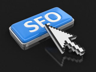 Cursor and button SEO. Image with clipping path