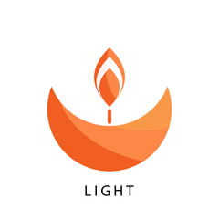 Candle logo vector template. Stylized orange religion and charity logotype icon. Spirituality and appeasement concept symbol.