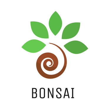 Bonsai tree vector logo icon. Stylized japan culture bonsai plant logotype symbol.