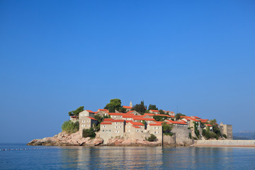 Fototapeta na wymiar beautiful small island Sveti Stefan ( (St. Stephan) in Montenegro, Adriatic coast 