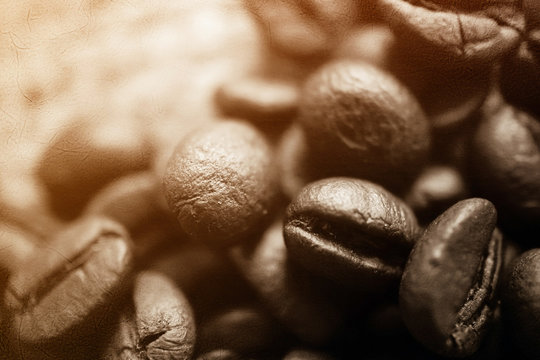 coffee beans on mulberry paper texture

