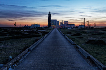 Fototapeta premium Nuclear power plant after the sunset with colourful sky as a background