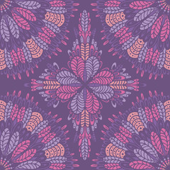 Set of seamless oriental ornamental pattern. Hand drawn mandala texture with dots. Vector decorative background with floral and geometric ornament. Boho festival style. Ethnic style: arabic or ingian.