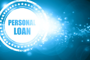 Blue stamp on a glittering background: personal loan