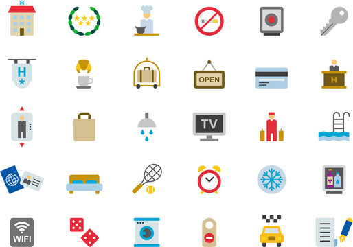 HOTEL & TRAVEL colored icons