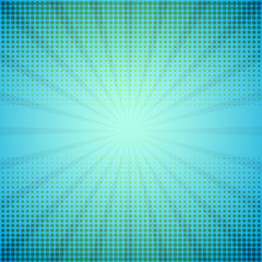 Halftone vector illustration with rays