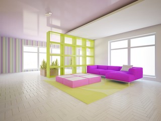 white interior design of living room