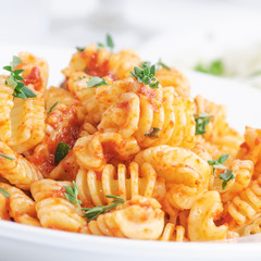 pasta radiatore with tomato sauce